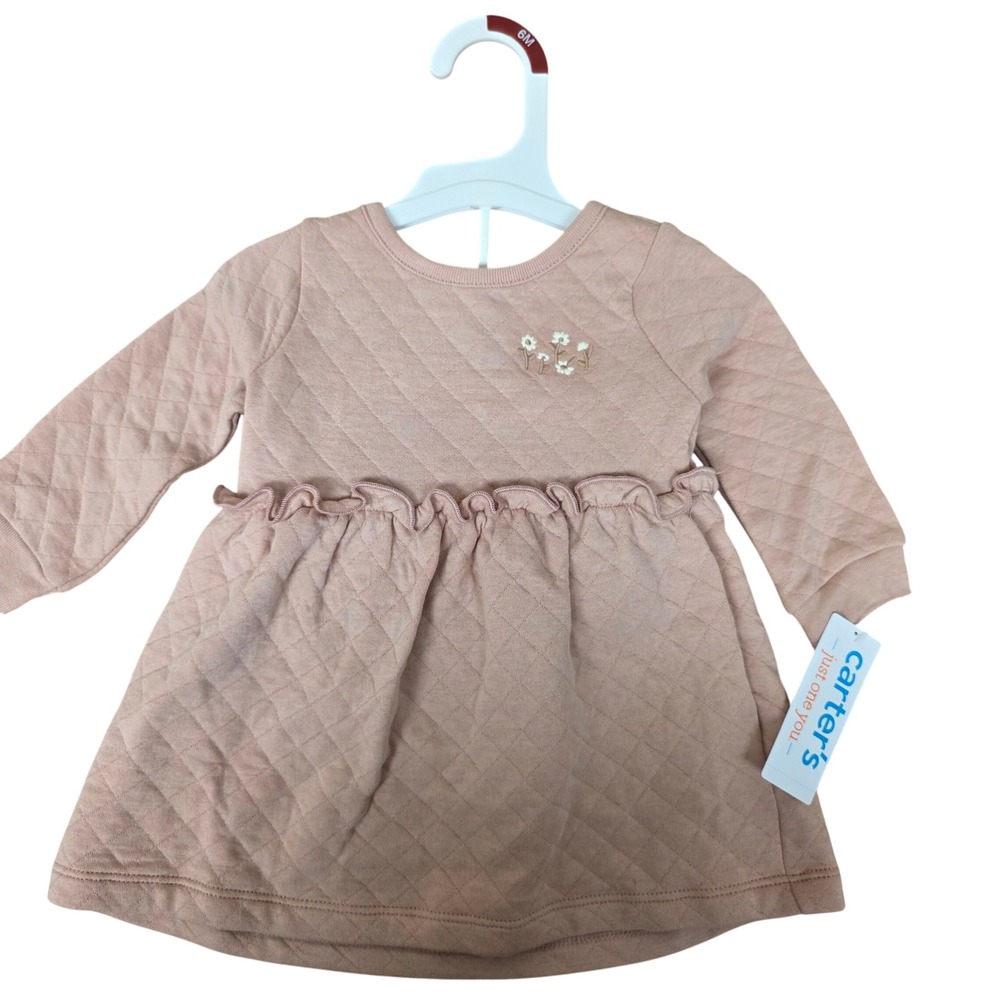 Carters Just One You Baby Girls 6M Quilted Pink Floral Ruffle Dress Set NWT
